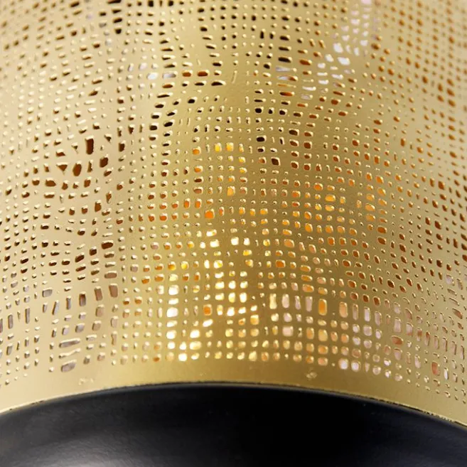 QAZQA Vintage Deckenlampe schwarz mit Messing - Kayleigh