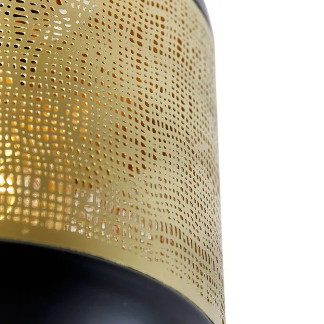 QAZQA Vintage Deckenlampe schwarz mit Messing - Kayleigh