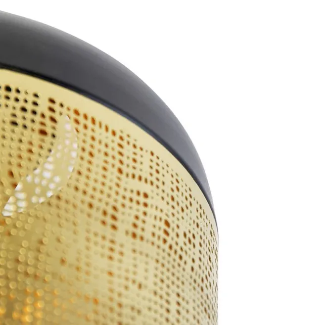 QAZQA Vintage Deckenlampe schwarz mit Messing - Kayleigh