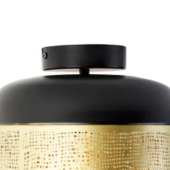 QAZQA Vintage Deckenlampe schwarz mit Messing - Kayleigh