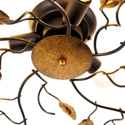 QAZQA Vintage Deckenlampe schwarz mit Gold 50 cm 3 Lichter - Foglie