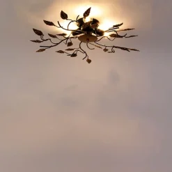QAZQA Vintage Deckenlampe schwarz mit Gold 50 cm 3 Lichter - Foglie