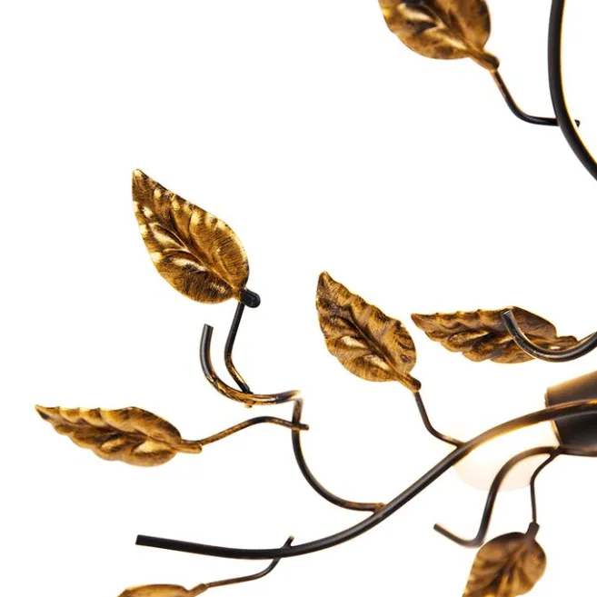 QAZQA Vintage Deckenlampe schwarz mit Gold 50 cm 3 Lichter - Foglie