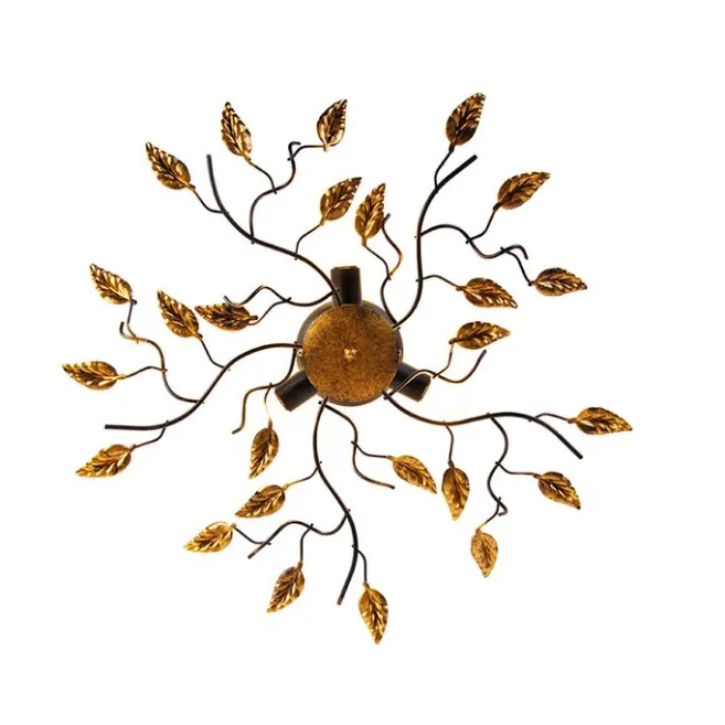 QAZQA Vintage Deckenlampe schwarz mit Gold 50 cm 3 Lichter - Foglie