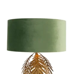 QAZQA Vintage goldene Stehlampe mit grünem Samtschirm - Botanica