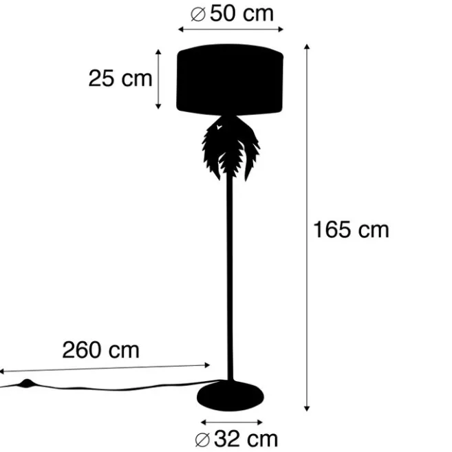 QAZQA Vintage goldene Stehlampe mit grünem Samtschirm - Botanica