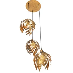 QAZQA Vintage Hängelampe Antik Gold rund 3-flammig - Linde