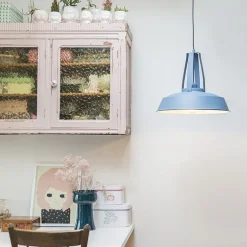 QAZQA Vintage Hängelampe Blau Rund 43cm - Living