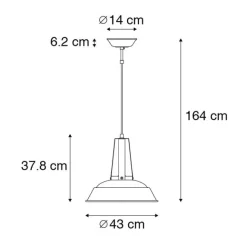 QAZQA Vintage Hängelampe Blau Rund 43cm - Living