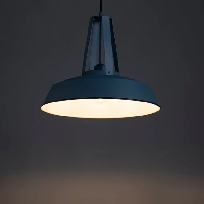 QAZQA Vintage Hängelampe Blau Rund 43cm - Living