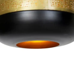 QAZQA Vintage Hängelampe schwarz mit Messing länglich 3-flammig - Kayleigh