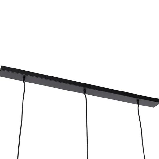 QAZQA Vintage Hängelampe schwarz mit Messing länglich 3-flammig - Kayleigh