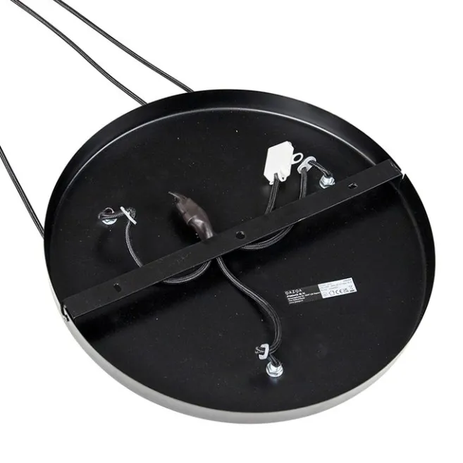 QAZQA Vintage Hängelampe schwarz mit Messing rund 3-flammig - Kayleigh