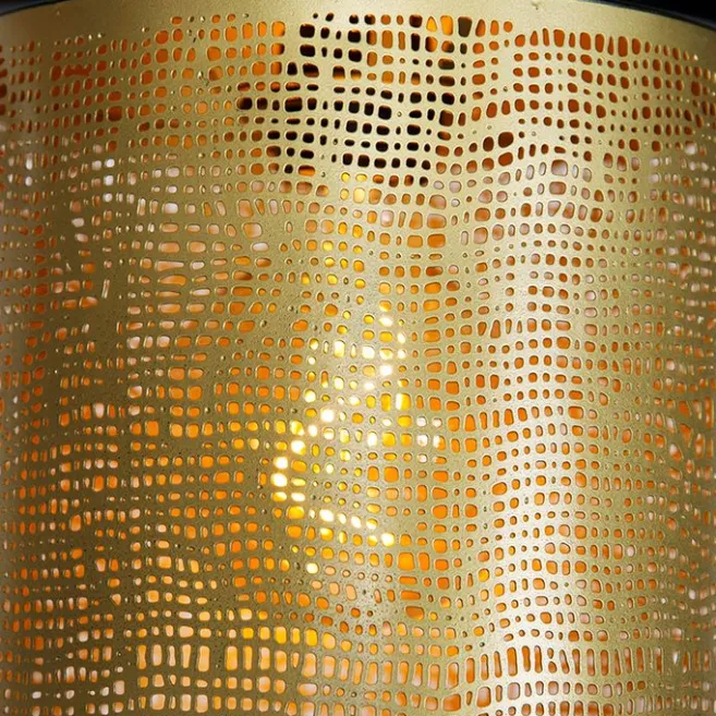 QAZQA Vintage Hängelampe schwarz mit Messing rund 3-flammig - Kayleigh