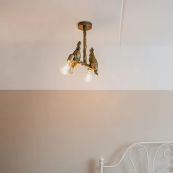 QAZQA Vintage Messing Deckenlampe 2-flammig - Papegoje