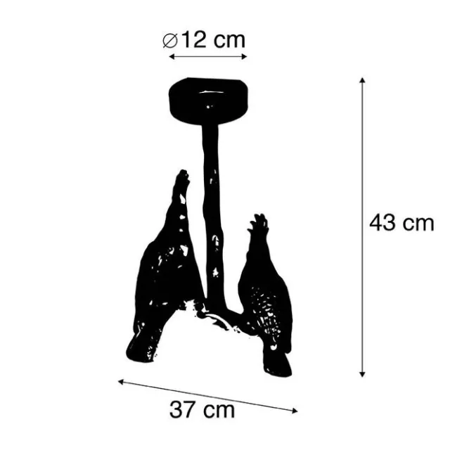 QAZQA Vintage Messing Deckenlampe 2-flammig - Papegoje