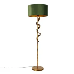 QAZQA Vintage Stehlampe Antik Gold mit grünem Schirm - Linden
