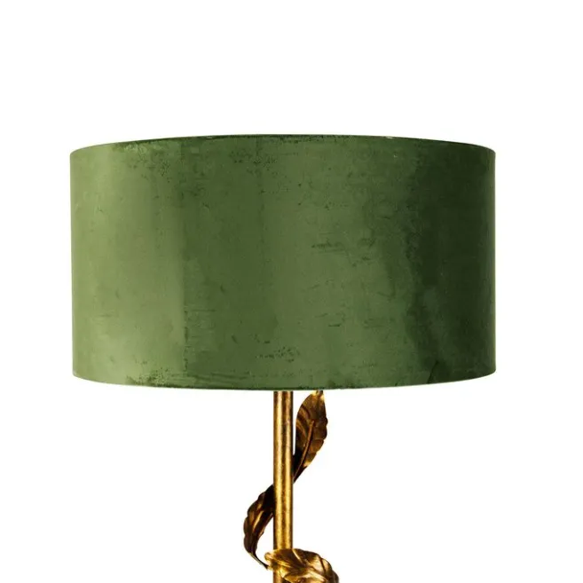 QAZQA Vintage Stehlampe Antik Gold mit grünem Schirm - Linden