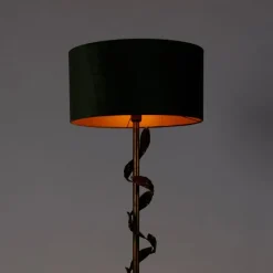QAZQA Vintage Stehlampe Antik Gold mit grünem Schirm - Linden