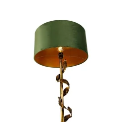 QAZQA Vintage Stehlampe Antik Gold mit grünem Schirm - Linden