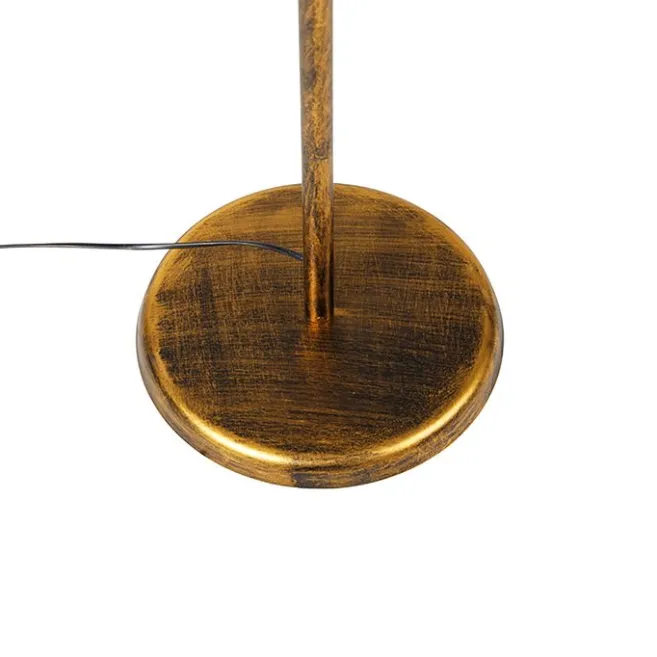 QAZQA Vintage Stehlampe Antik Gold mit grünem Schirm - Linden