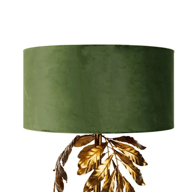 QAZQA Vintage Stehlampe Antik Gold mit grünem Schirm - Linden