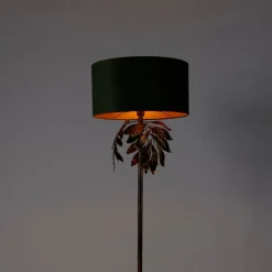 QAZQA Vintage Stehlampe Antik Gold mit grünem Schirm - Linden