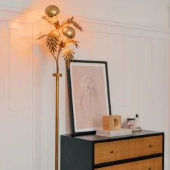 QAZQA Vintage Stehlampe Gold 2-Licht - Botanica