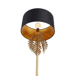 QAZQA Vintage Stehlampe Gold mit schwarzem Samtschirm 50 cm - Botanica