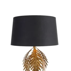 QAZQA Vintage Stehlampe Gold mit Baumwollschirm schwarz - Botanica
