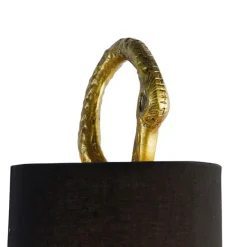 QAZQA Vintage Stehlampe Messing Stoffschirm schwarz - Kranichvogel