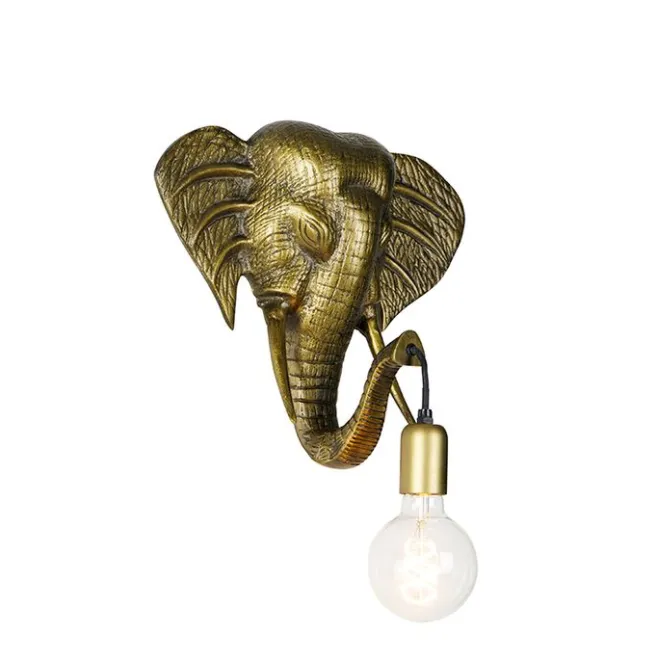 QAZQA Vintage Wandlampe gold - Elefant