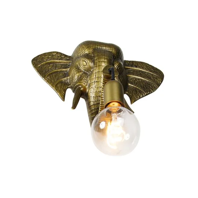 QAZQA Vintage Wandlampe gold - Elefant