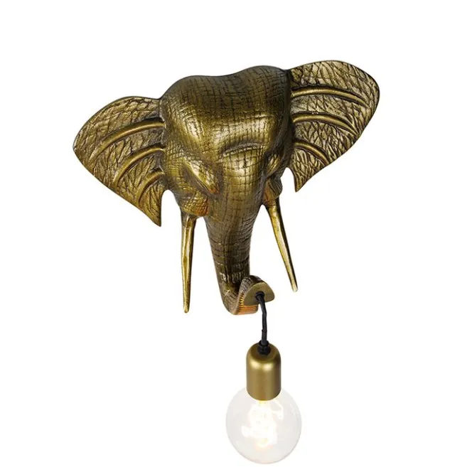 QAZQA Vintage Wandlampe gold - Elefant
