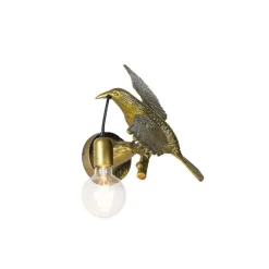 QAZQA Vintage Wandlampe Messing - Fugl