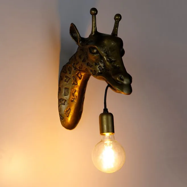 QAZQA Vintage Wandlampe Messing - Giraffe