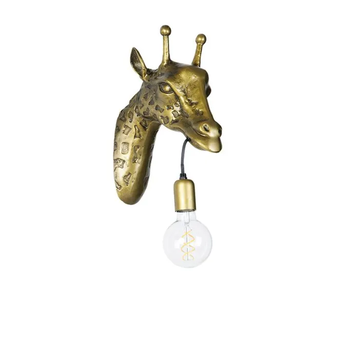 QAZQA Vintage Wandlampe Messing - Giraffe