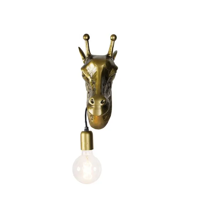 QAZQA Vintage Wandlampe Messing - Giraffe