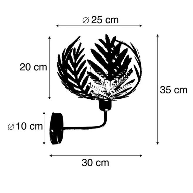 QAZQA Vintage Wandleuchte Gold - Botanica