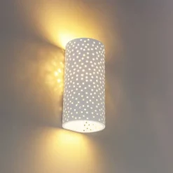 QAZQA Vintage zylinderförmige Wandleuchte weiß Gips - Mahou