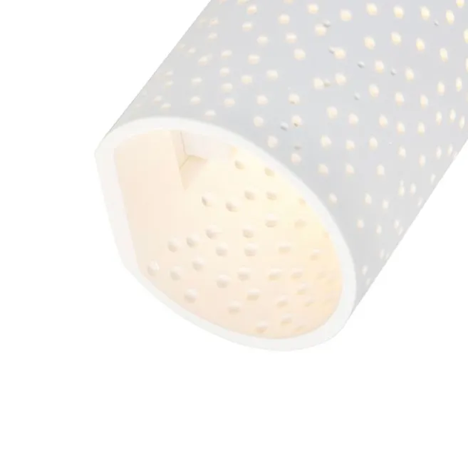 QAZQA Vintage zylinderförmige Wandleuchte weiß Gips - Mahou