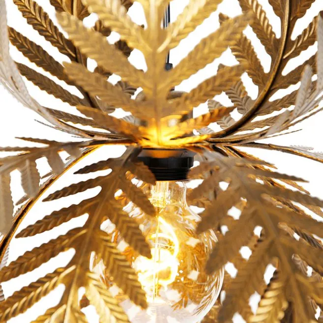QAZQA Vintage-Hängelampe Gold Federn - Botanica