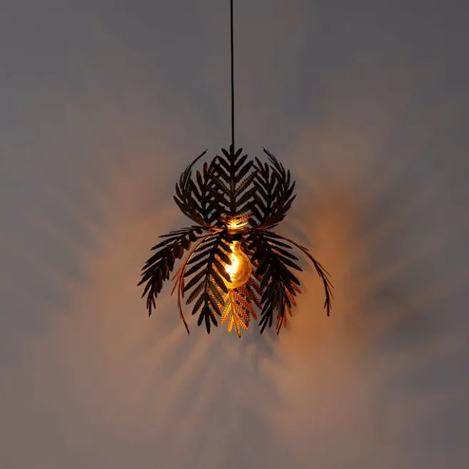 QAZQA Vintage-Hängelampe Gold Federn - Botanica