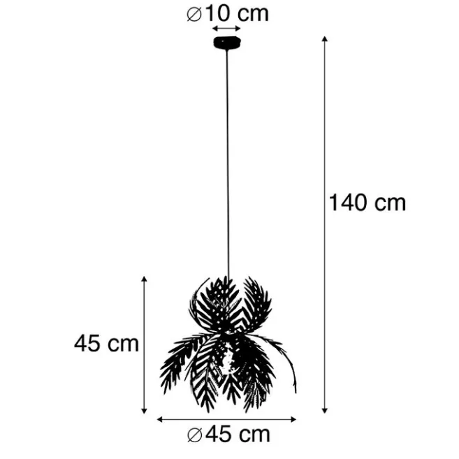 QAZQA Vintage-Hängelampe Gold Federn - Botanica