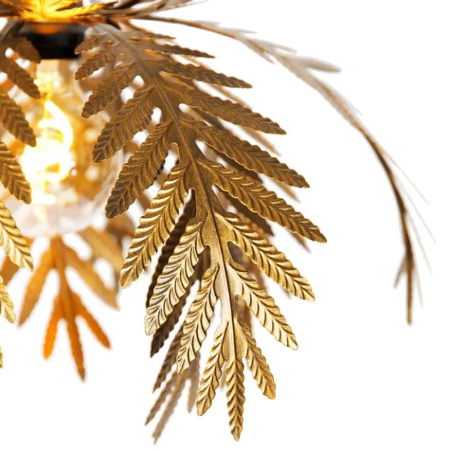 QAZQA Vintage-Hängelampe Gold Federn - Botanica