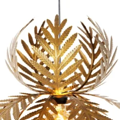 QAZQA Vintage-Hängelampe Gold Federn - Botanica