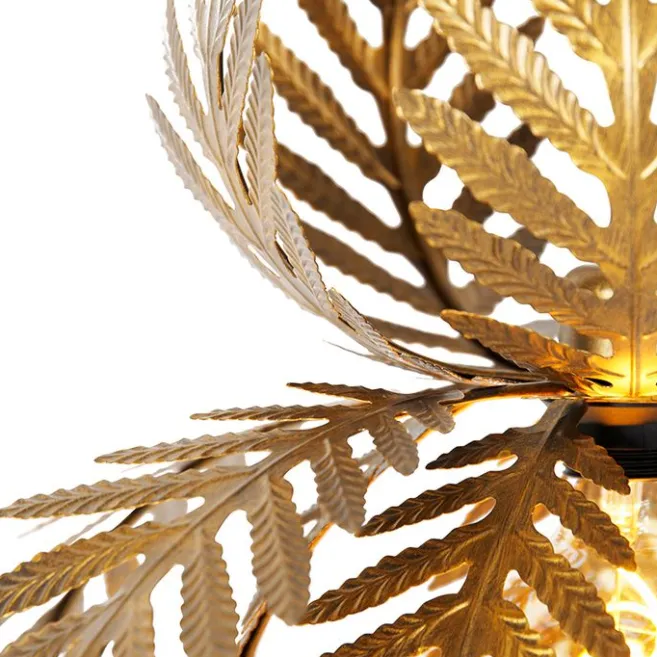 QAZQA Vintage-Hängelampe Gold Federn - Botanica