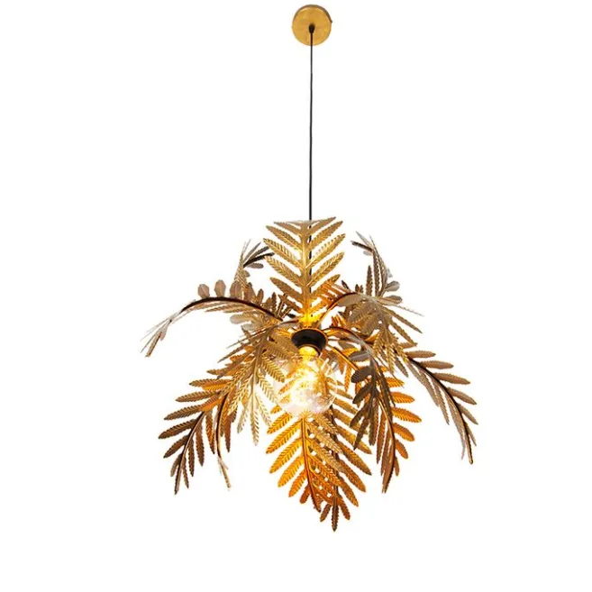 QAZQA Vintage-Hängelampe Gold Federn - Botanica