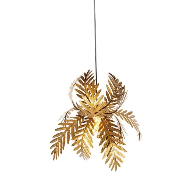 QAZQA Vintage-Hängelampe Gold Federn - Botanica