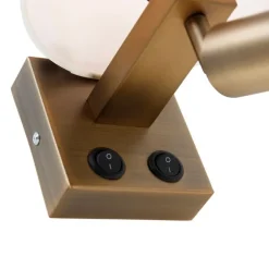 QAZQA Wandleuchte Bronze mit Leselampe und Schirm 18 cm weiß - Brescia